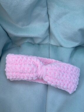 Handmade Pink Plush Twist Headband Ear Warmer